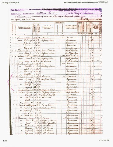 1870 Sevier County, Tn 
The Sarah married to Sam Rogers in this census was a Clampett
